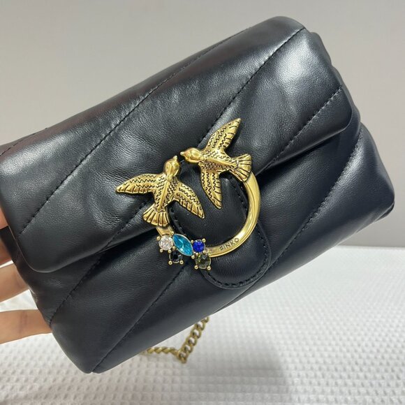 Pinko Quilted Rhinestone-Embellished Bird Bag - Picture 6 of 9